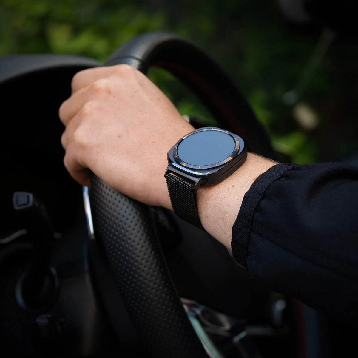 Milanese Strap, black, lifestyle photo