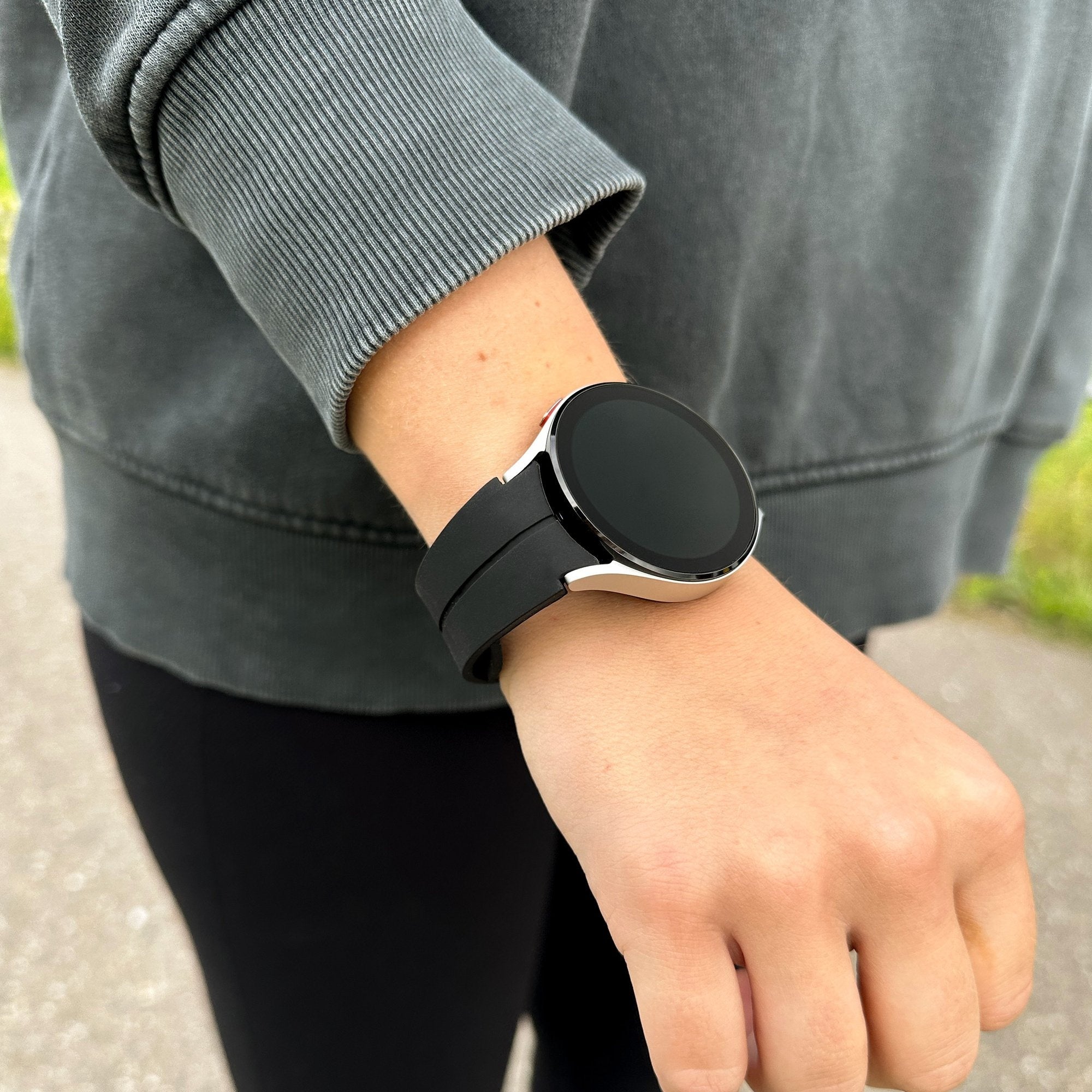 Silicone Magnetic Sport Strap, black, lifestyle photo