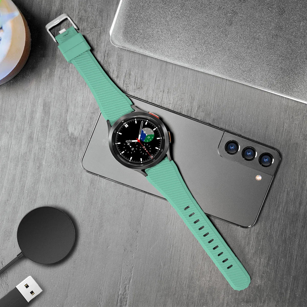 Twill Silicone Strap, aqua, lifestyle photo