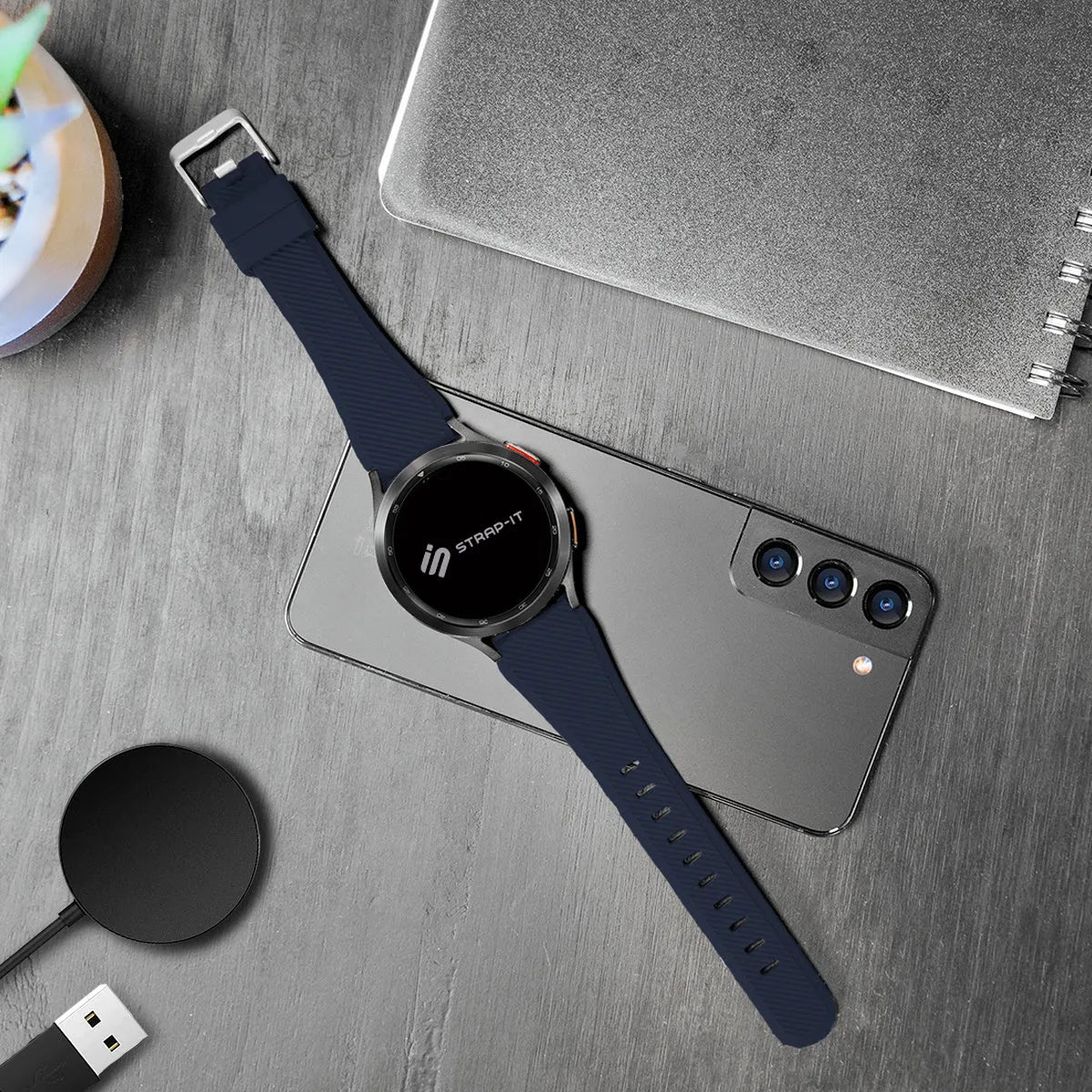 Twill Silicone Strap, dark blue, lifestyle photo