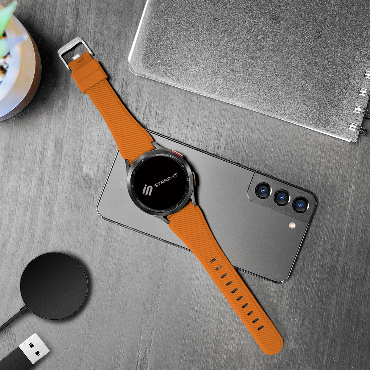 Motorola Moto Watch - 47mm Twill Silicone Strap (Orange)