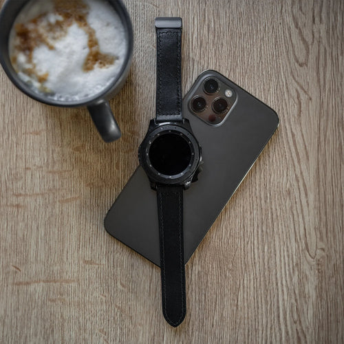 D-Buckle Leather Strap, black, lifestyle photo