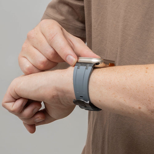 Apple Watch Ultra Luxury Liquid Silicone Strap (Dark Grey with Black)