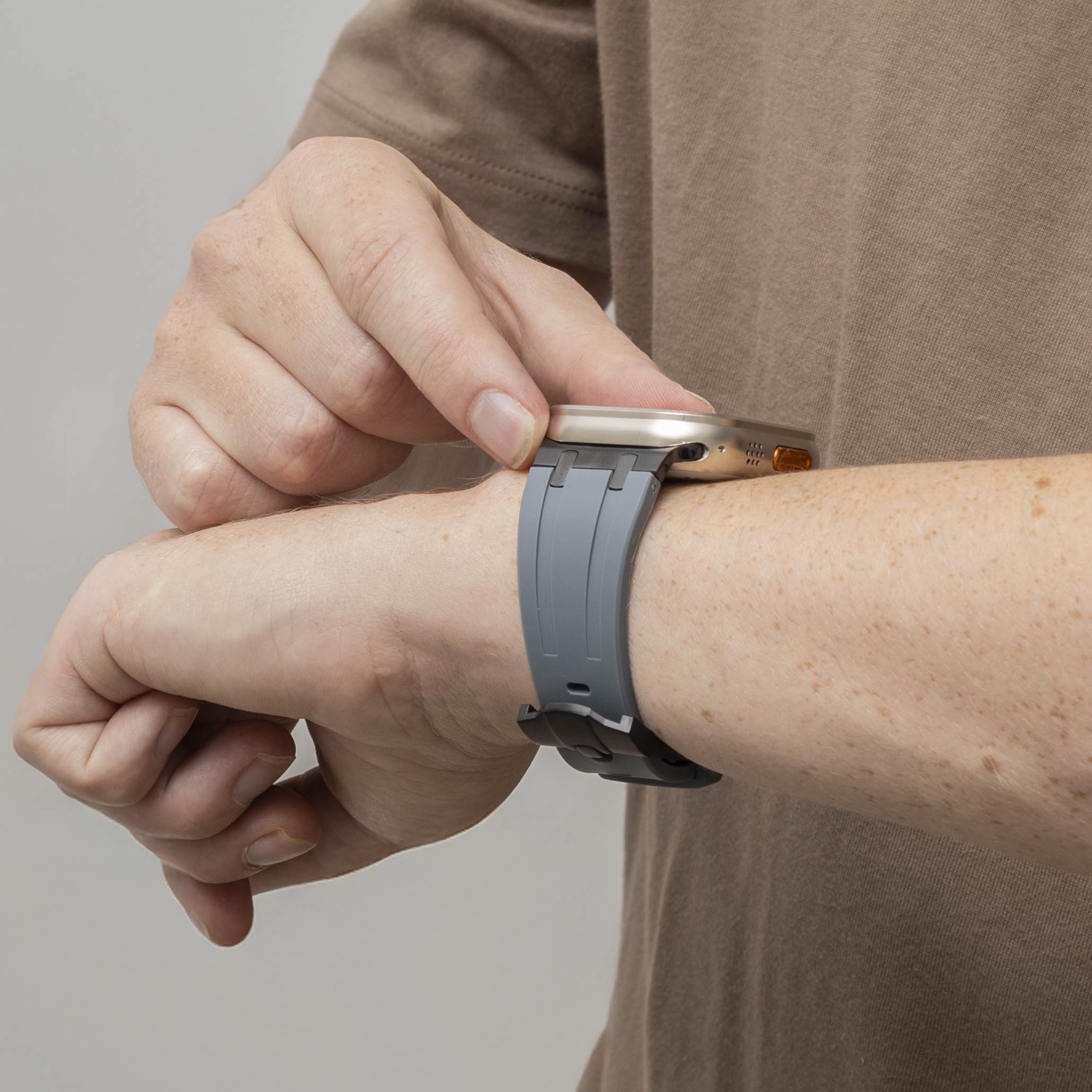 Apple Watch Ultra Luxury Liquid Silicone Strap (Dark Grey with Black)