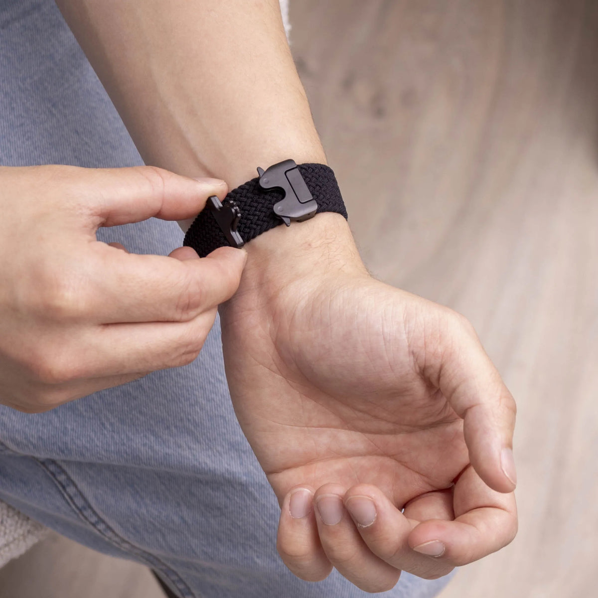 Nylon Braided Strap P-Buckle, black, lifestyle photo