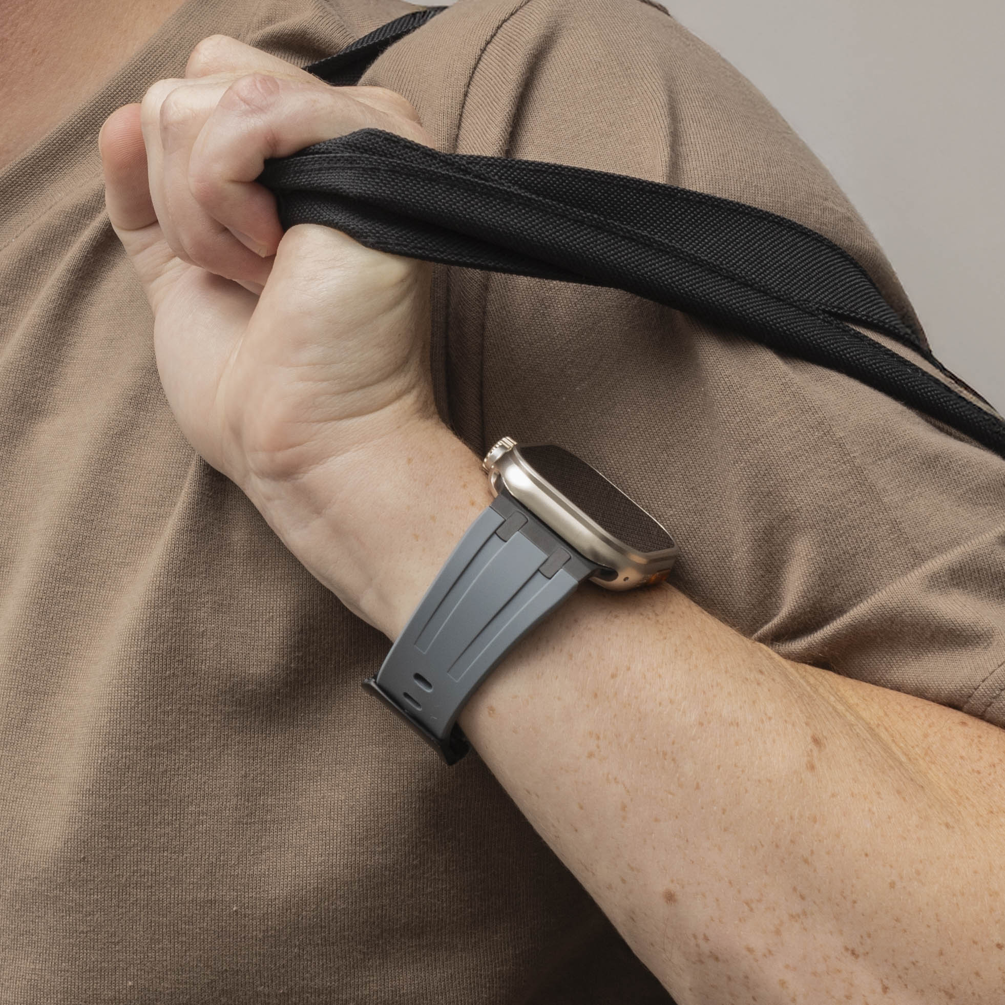 Bandz Apple Watch Ultra Silicone Strap 'Luxe Liquid' (Grey/Black)