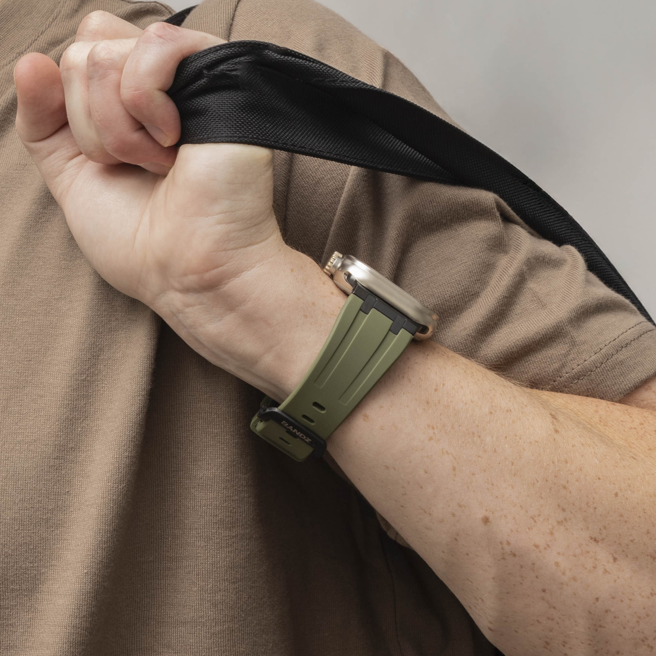 Bandz Apple Watch Ultra Silicone Strap 'Luxe Liquid' (Green with Black)
