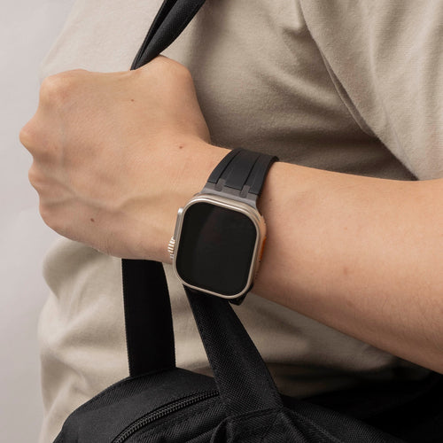 Bandz Apple Watch Ultra Silicone Strap 'Luxe Liquid' (Black with Black)