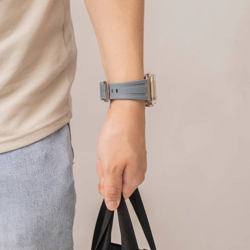 Bandz Apple Watch Silicone Strap 'Luxe Liquid' (Gray With Silver)