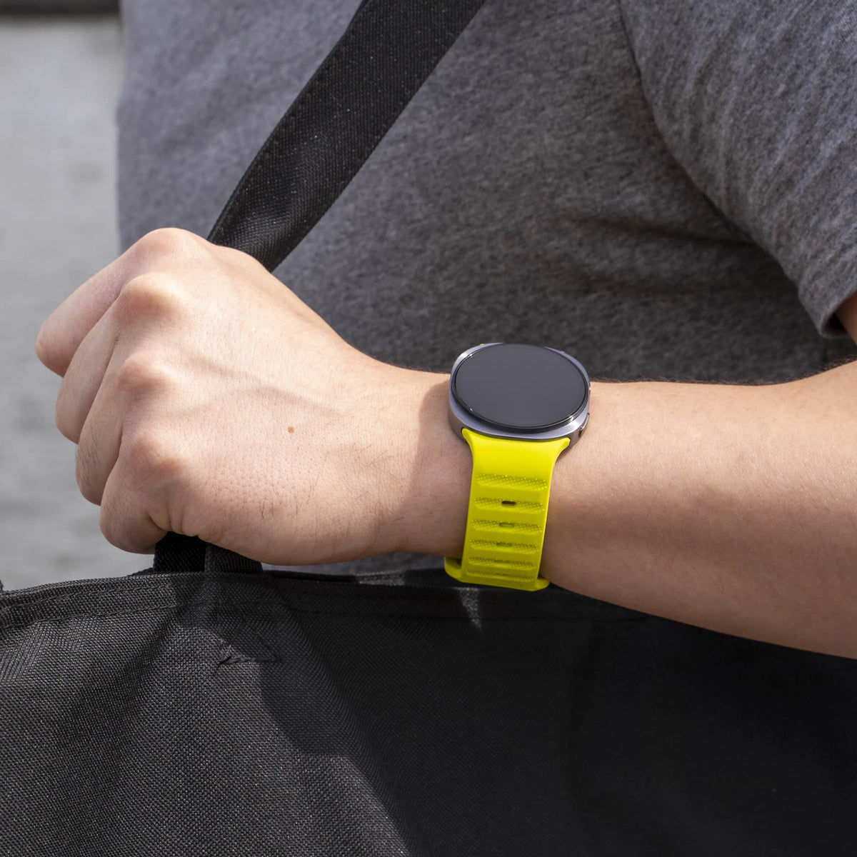 Outdoor Silicone Strap, lime, lifestyle photo