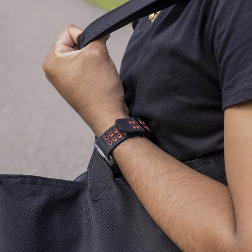 Silicone Ocean Strap, black/red, lifestyle photo