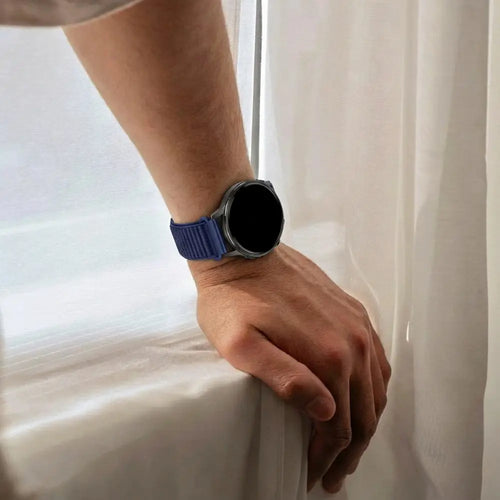 Bandz Garmin Venu 4 - 41mm nylon band 'Wave' (donkerblauw)
