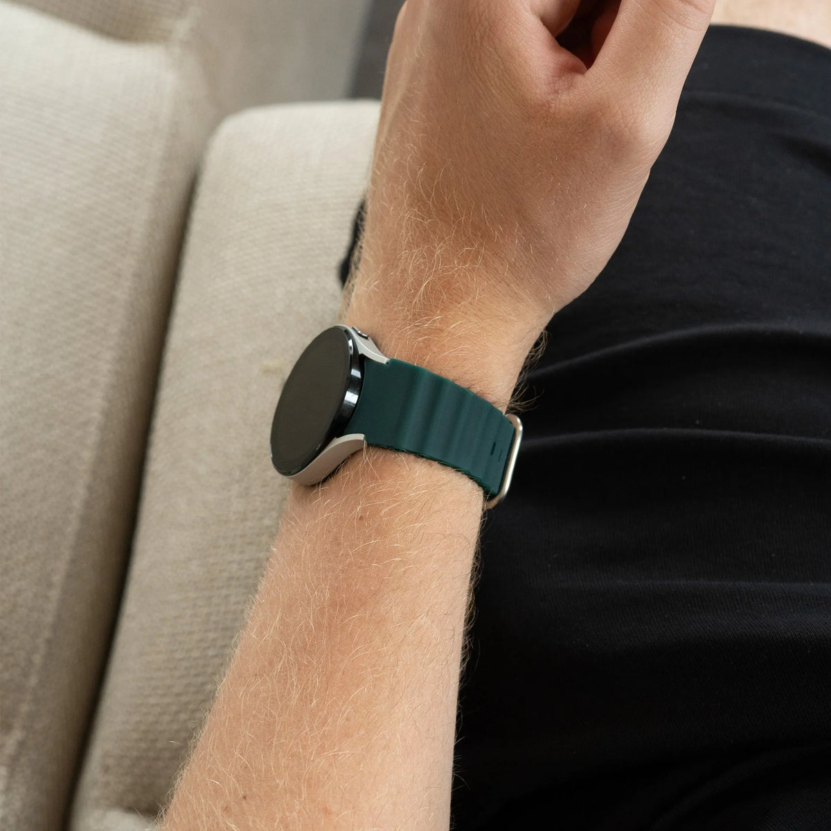 Silicone Ocean Strap, dark green, lifestyle photo