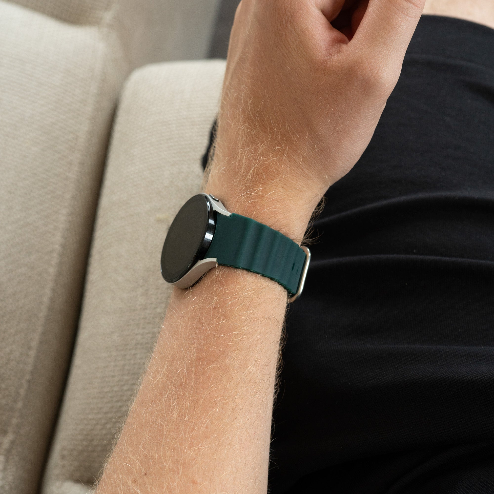 Silicone Ocean Strap, dark green, lifestyle photo