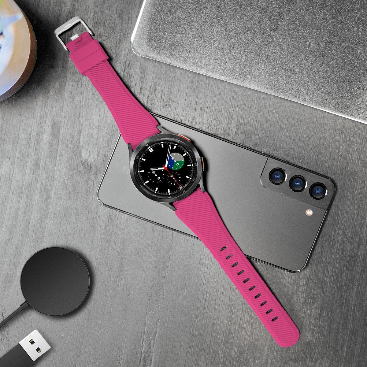 Twill Silicone Strap, bright pink, lifestyle photo
