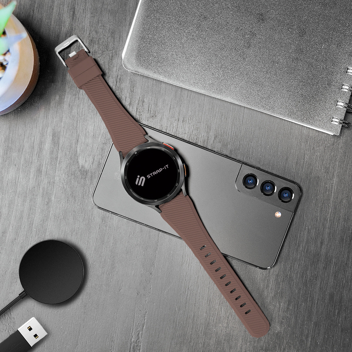 Withings ScanWatch Nova Twill Silicone Strap (Brown)