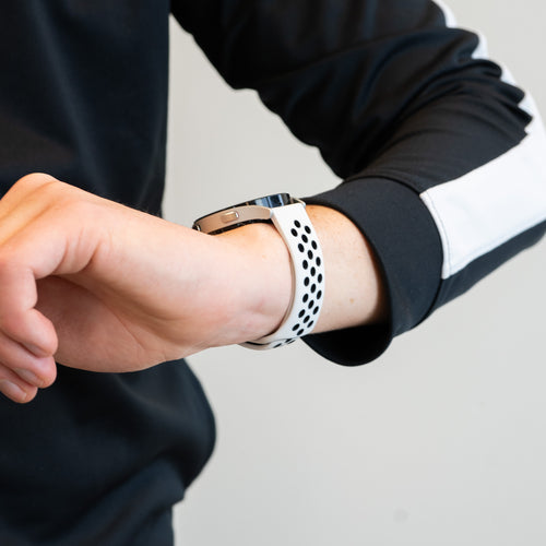Silicone Sport Strap 'Deluxe', white/black, lifestyle photo
