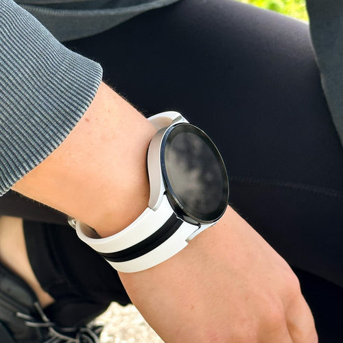 Silicone Magnetic Sport Strap, white/black, lifestyle photo