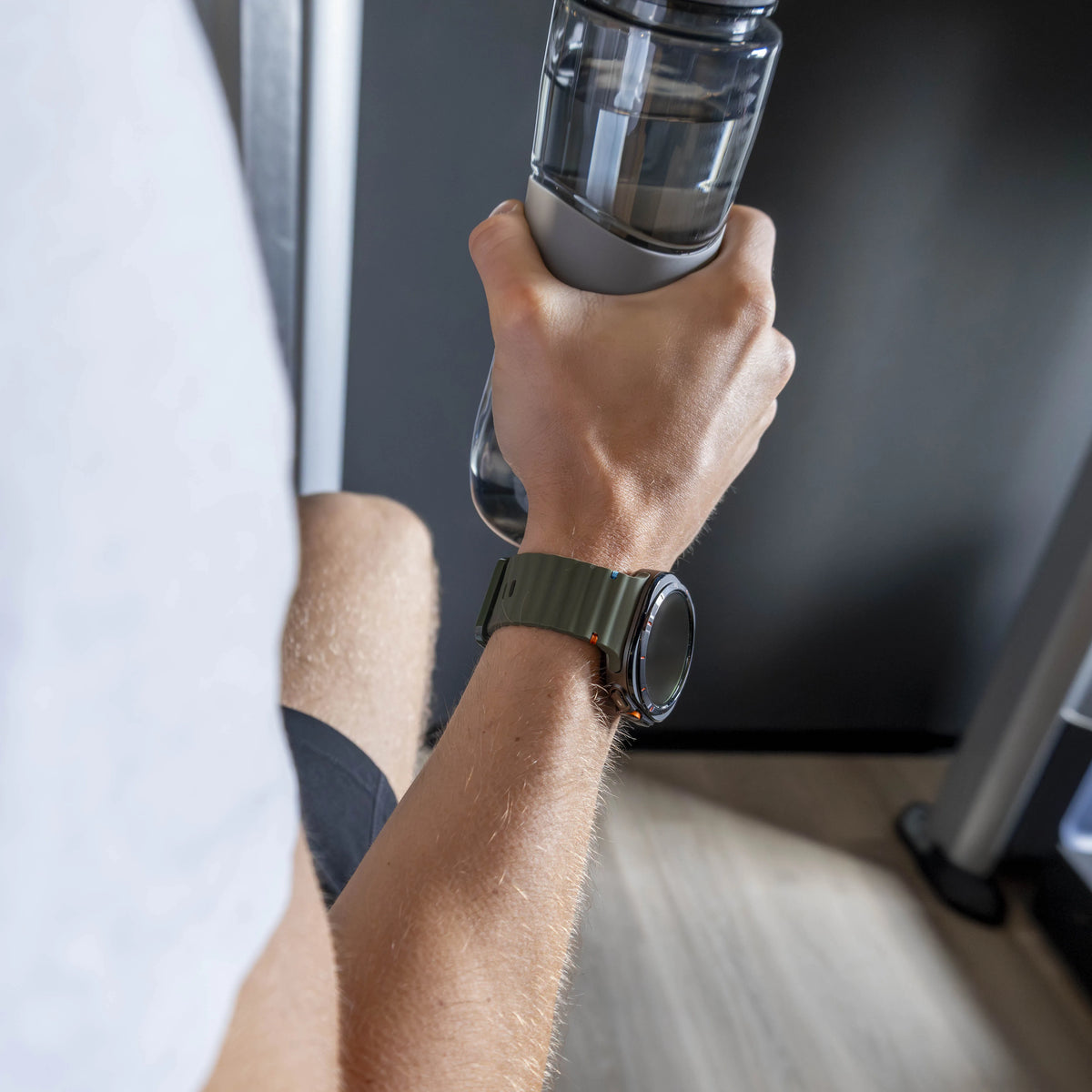Wave Silicone Strap, army green, lifestyle photo