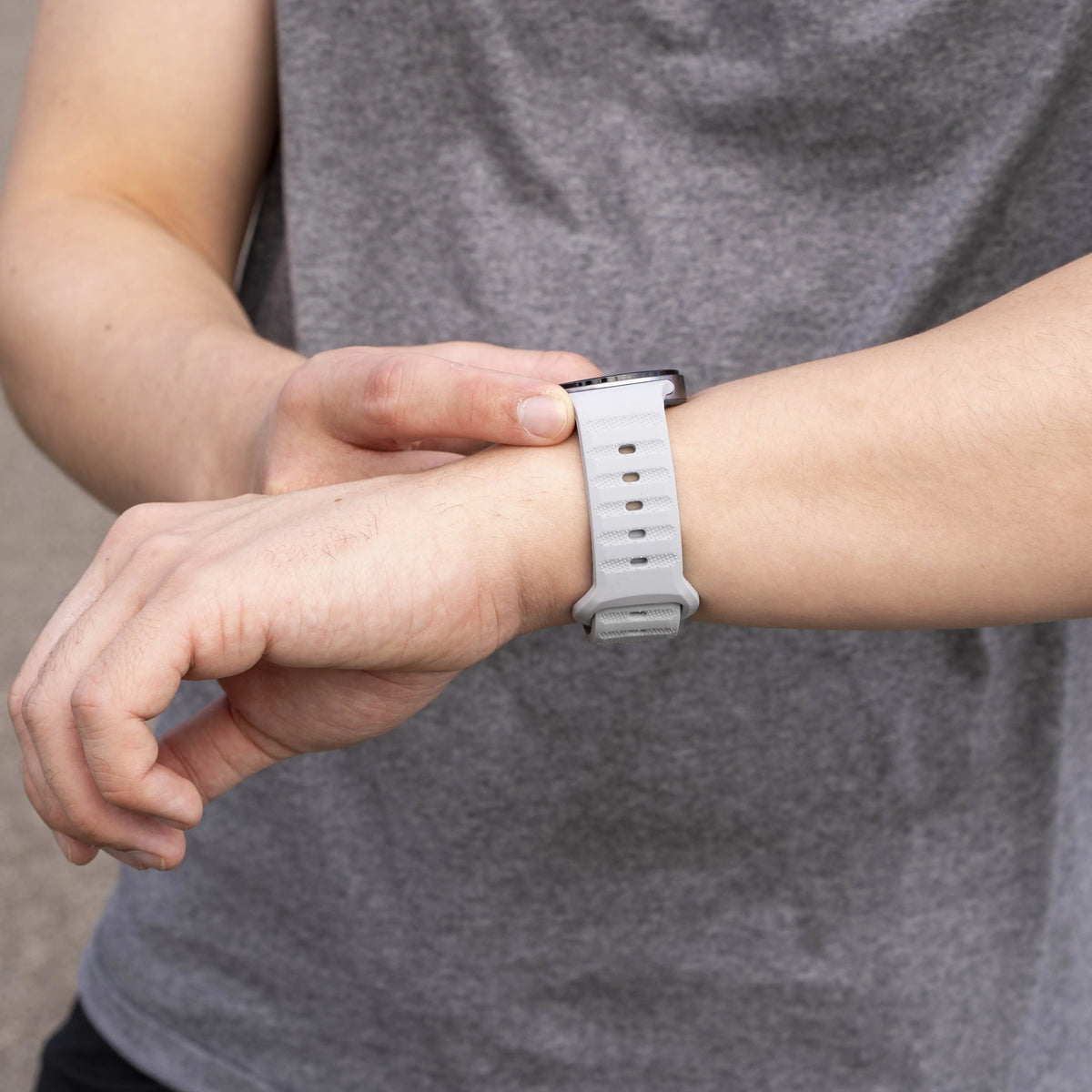 Outdoor Silicone Strap, grey, lifestyle photo