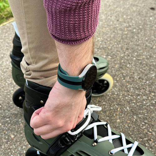 Silicone Magnetic Sport Strap, green/black, lifestyle photo
