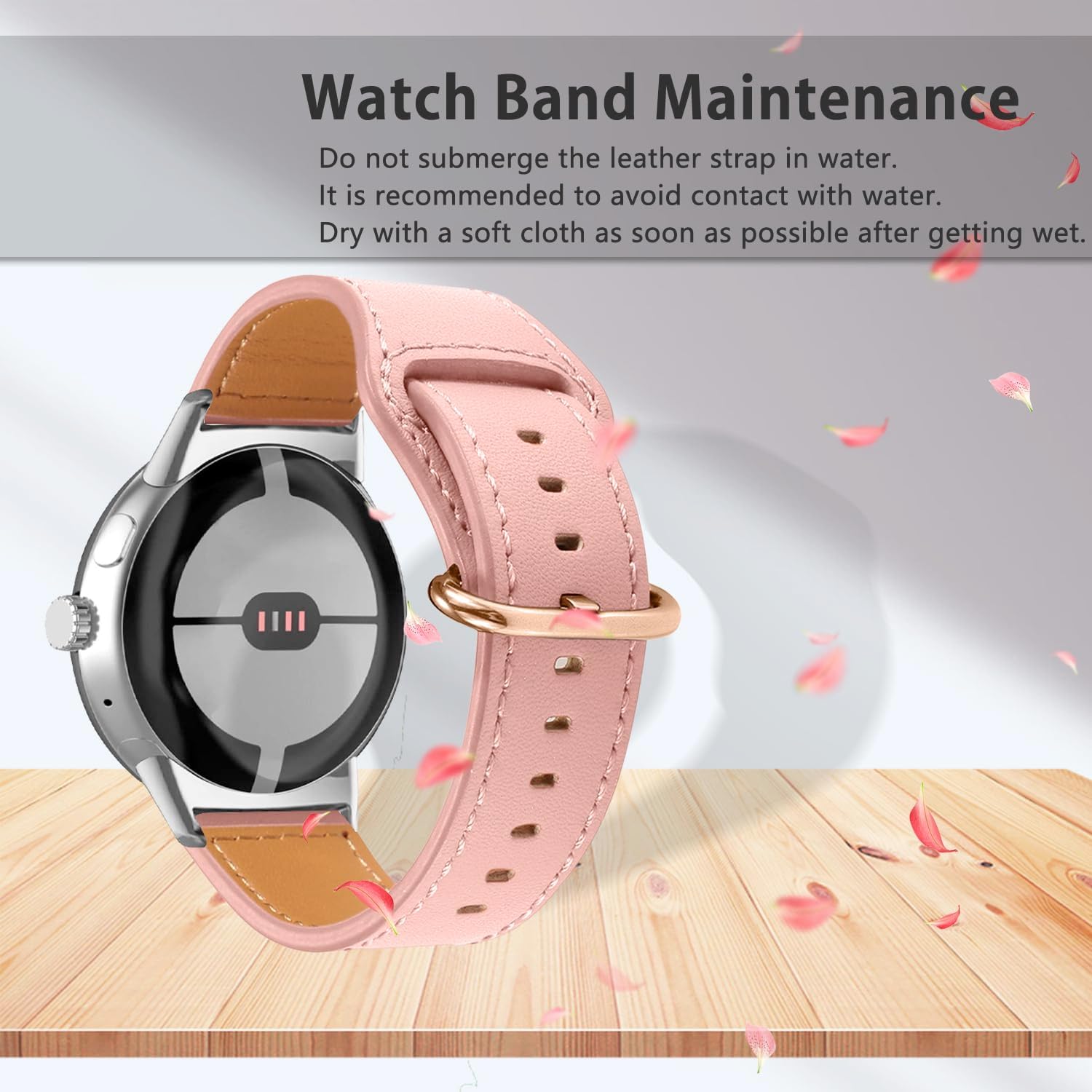 Google Pixel Watch 4 - 41mm Leather Buckle Strap (Pink)