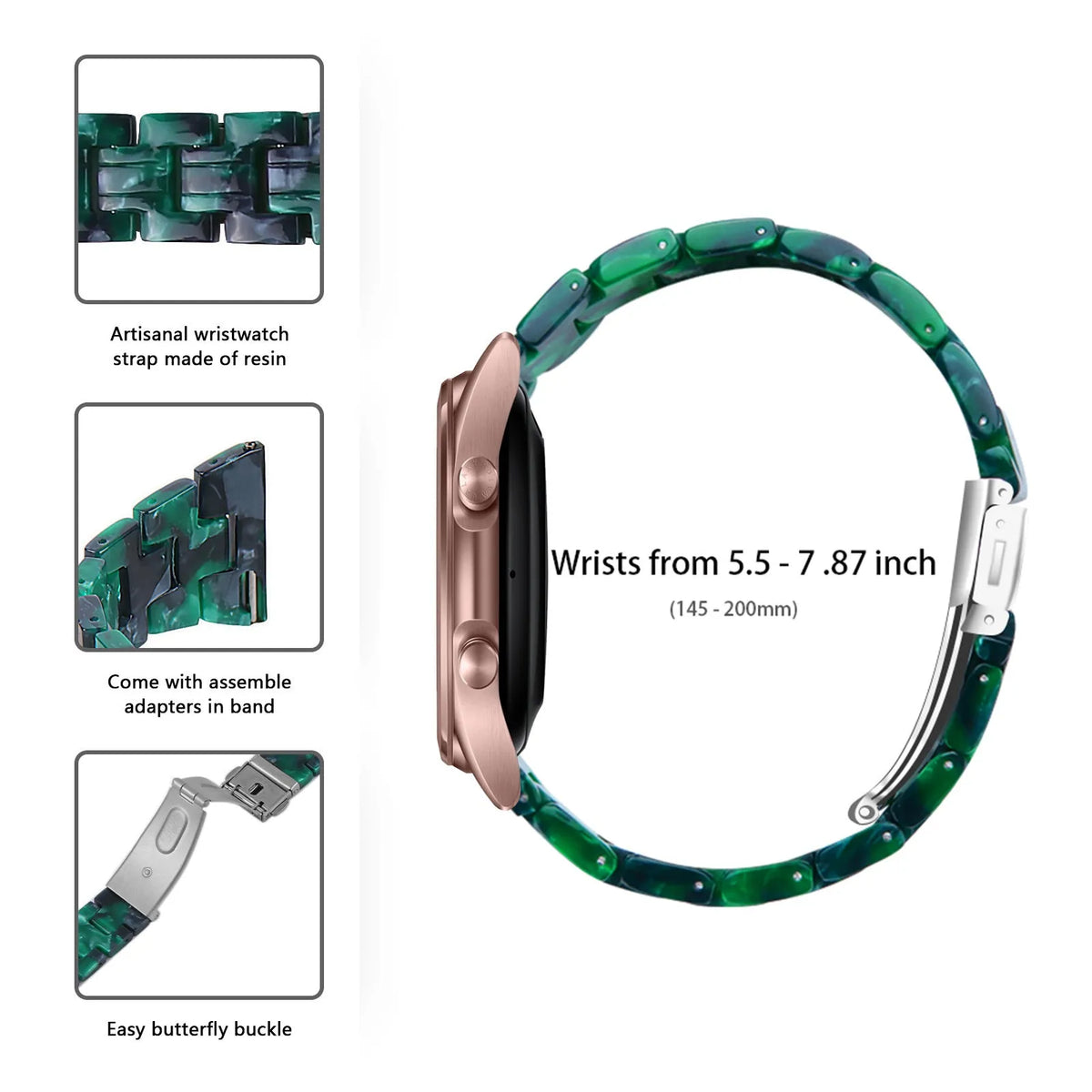 Metal Resin Strap, green, infographic (USP banner)