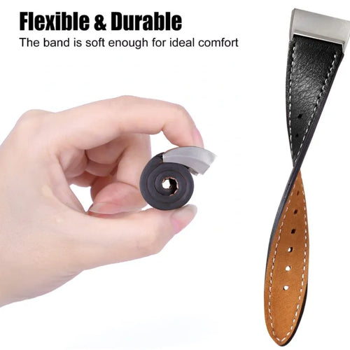 Modern Leather Strap, elegant black, promotional banner