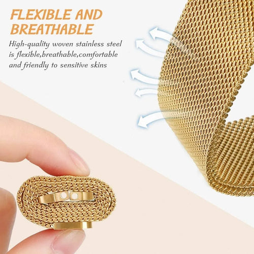 Milanese Strap, gold, infographic (USP banner)