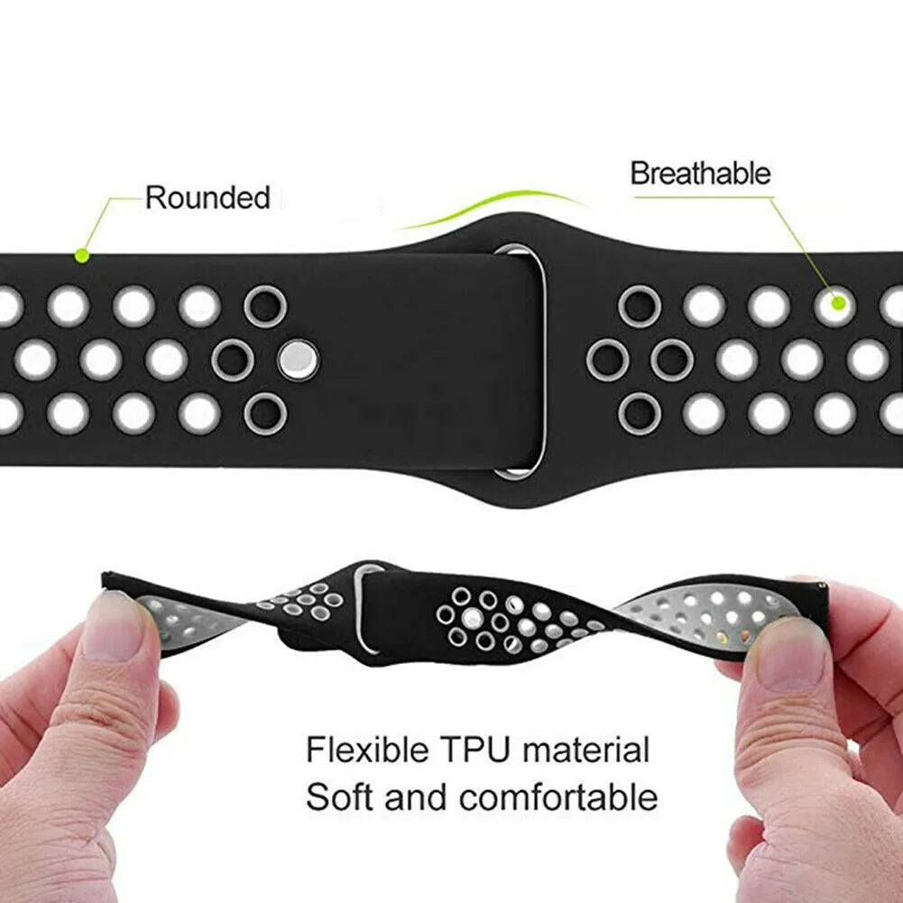 Silicone Sport Strap, black/grey, infographic (USP banner)