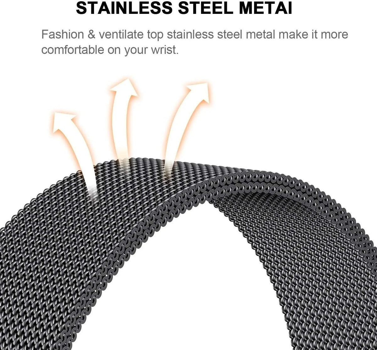 Milanese Strap, black, infographic (USP banner)