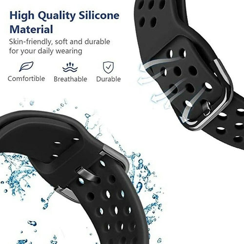 Breathable Silicone Strap, black, infographic (USP banner)