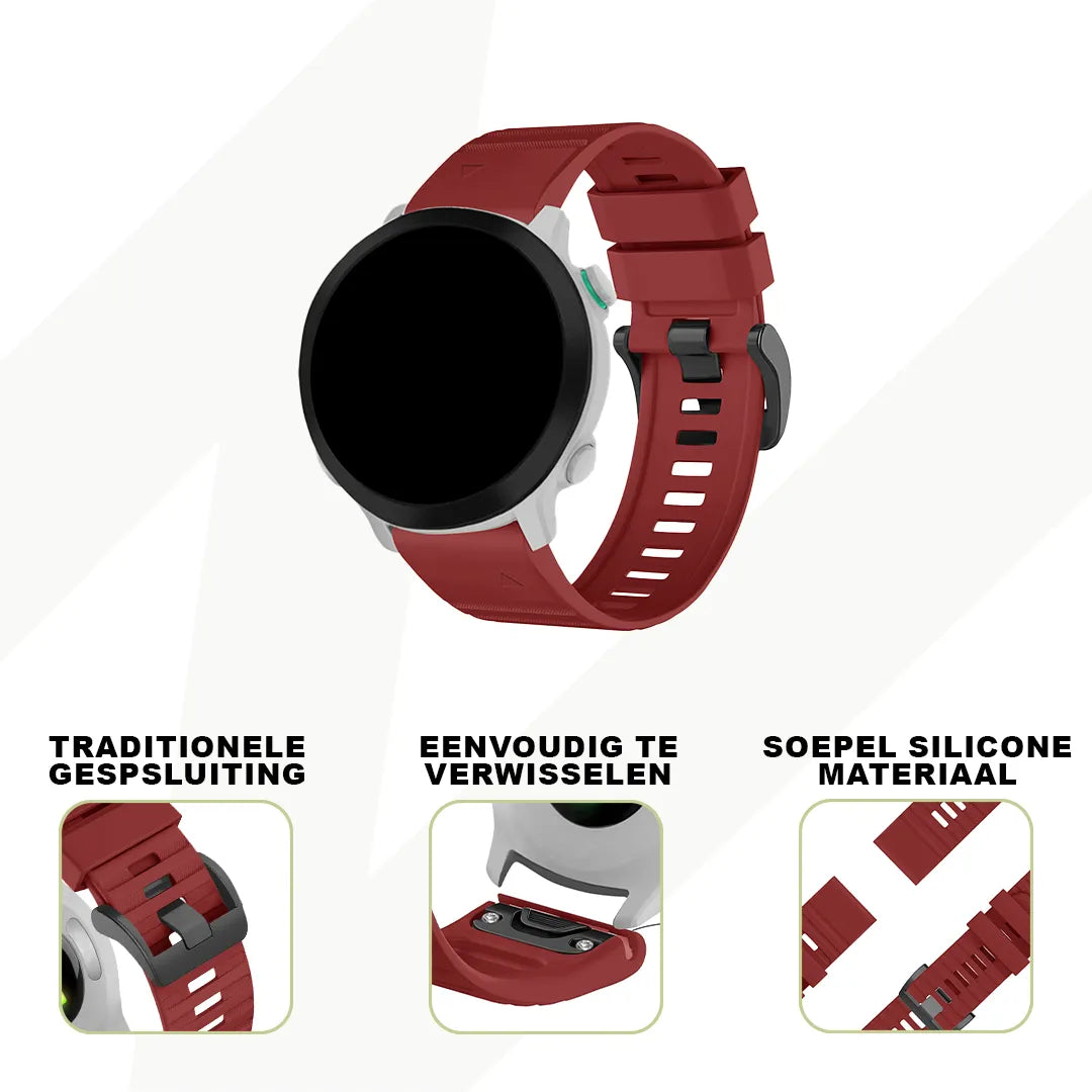 Bandz Garmin Forerunner 935 Buckled Silicone Strap (Red)