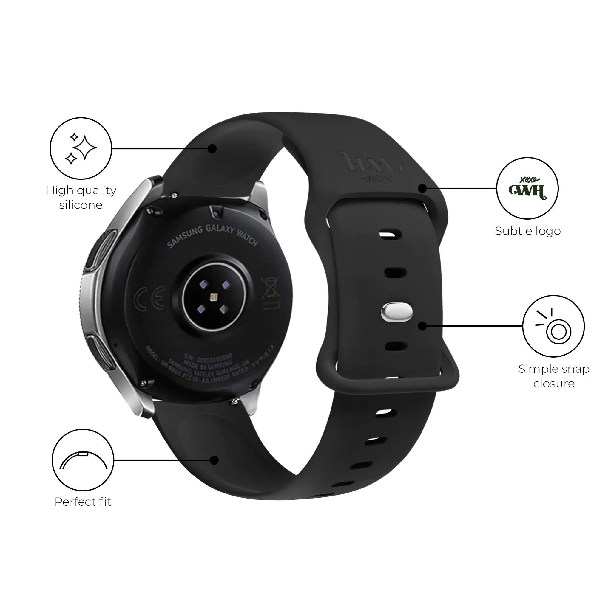 xoxo Wildhearts Fossil Gen 5 Silicone Strap (Black)