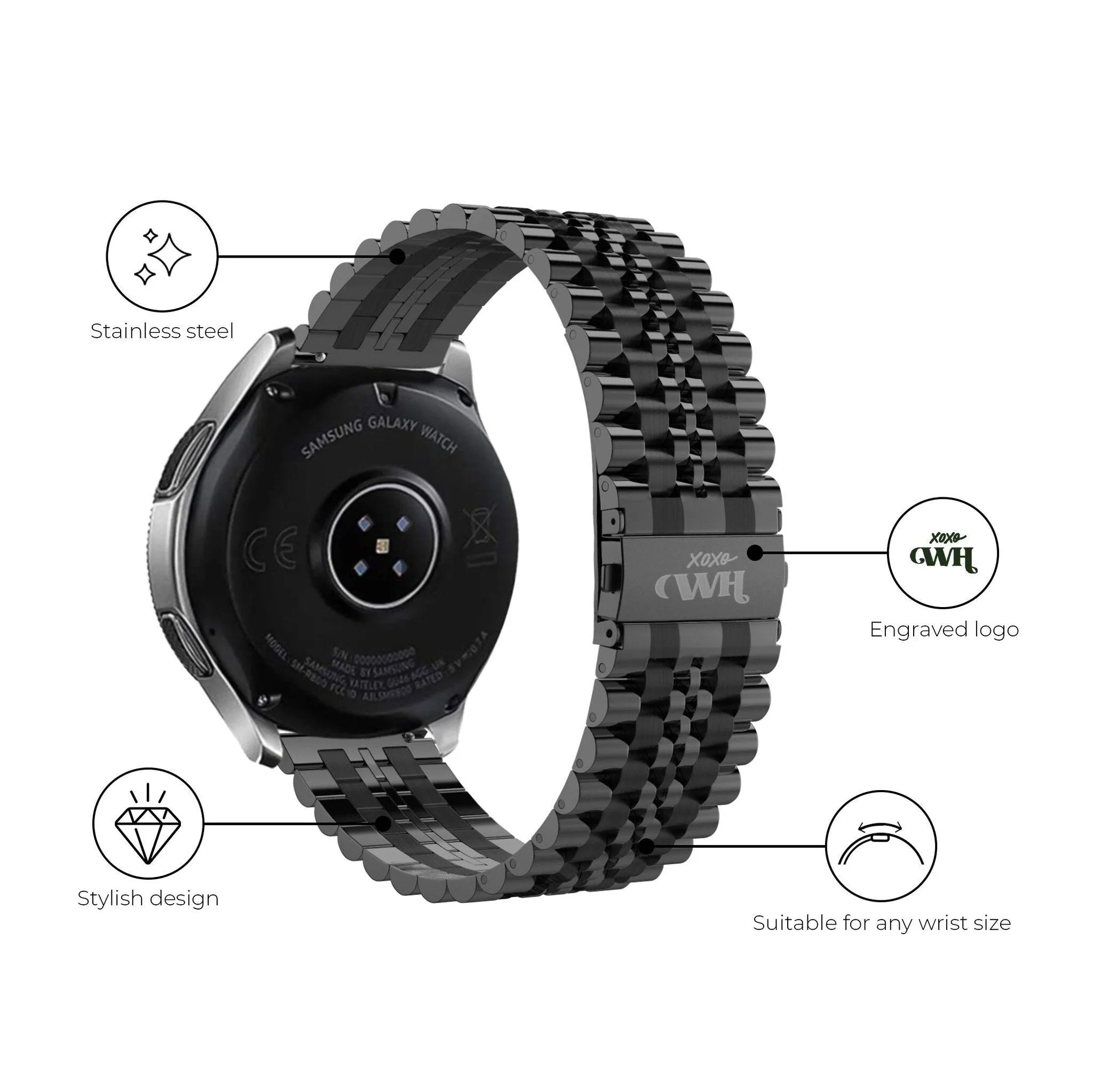 xoxo Wildhearts Amazfit GTS 3 Steel Strap (Black)