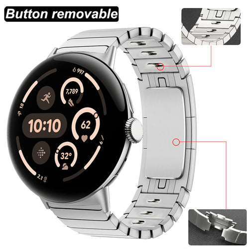 Google Pixel Watch 3 - 45mm Premium Metal Link Strap (Silver)