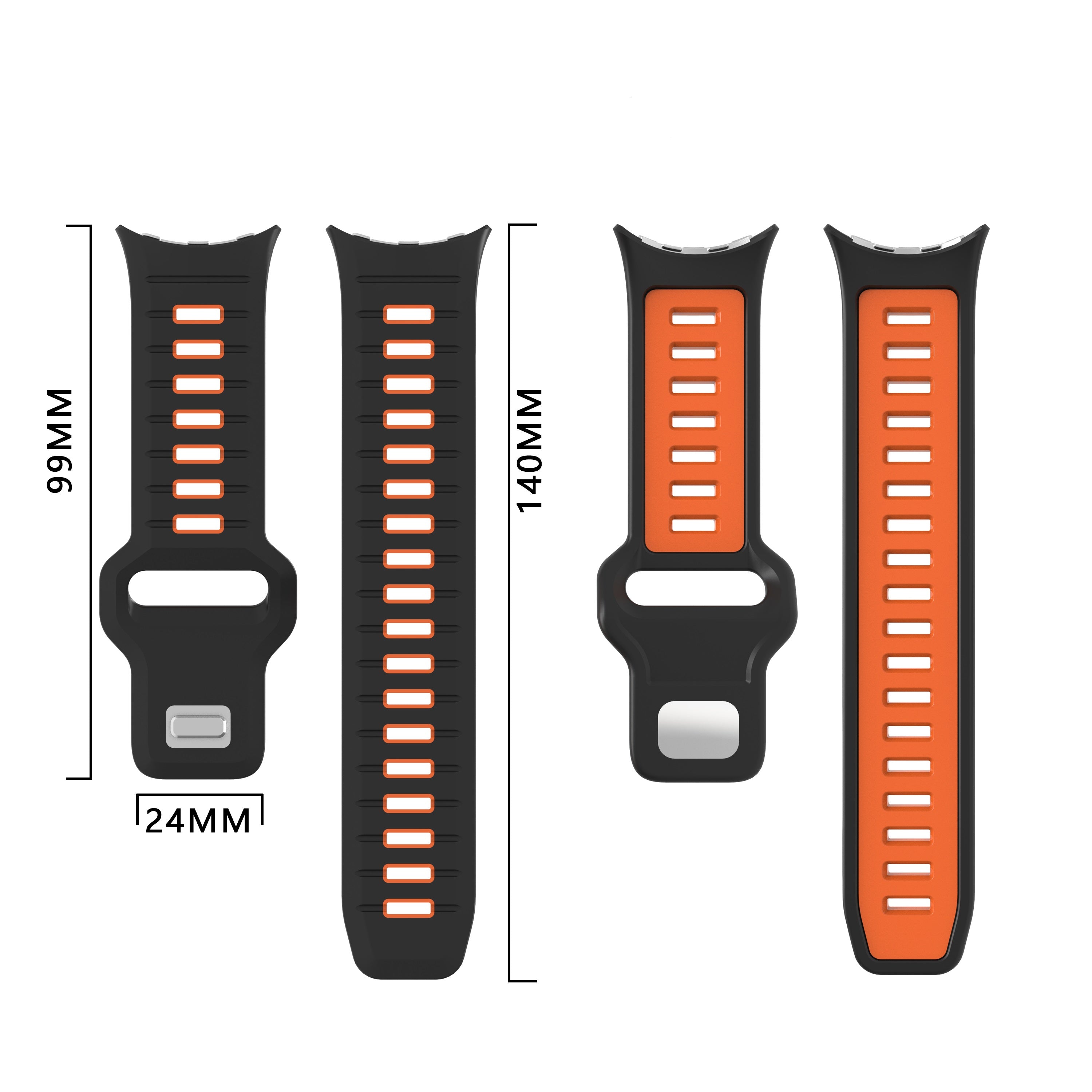 Google Pixel Watch 3 - 45mm Sport Duo Strap (Black/Orange)