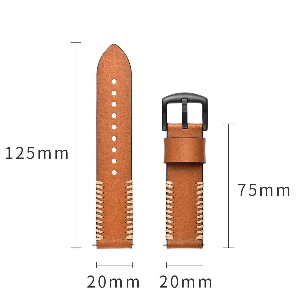 Amazfit Balance 3 Stitched Leather Strap (Brown)