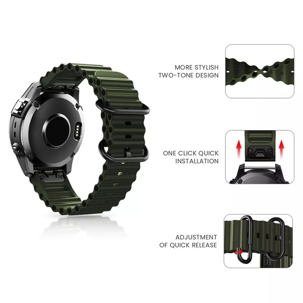 Garmin Quatix 8 - 51mm Ocean Strap (Army Green)