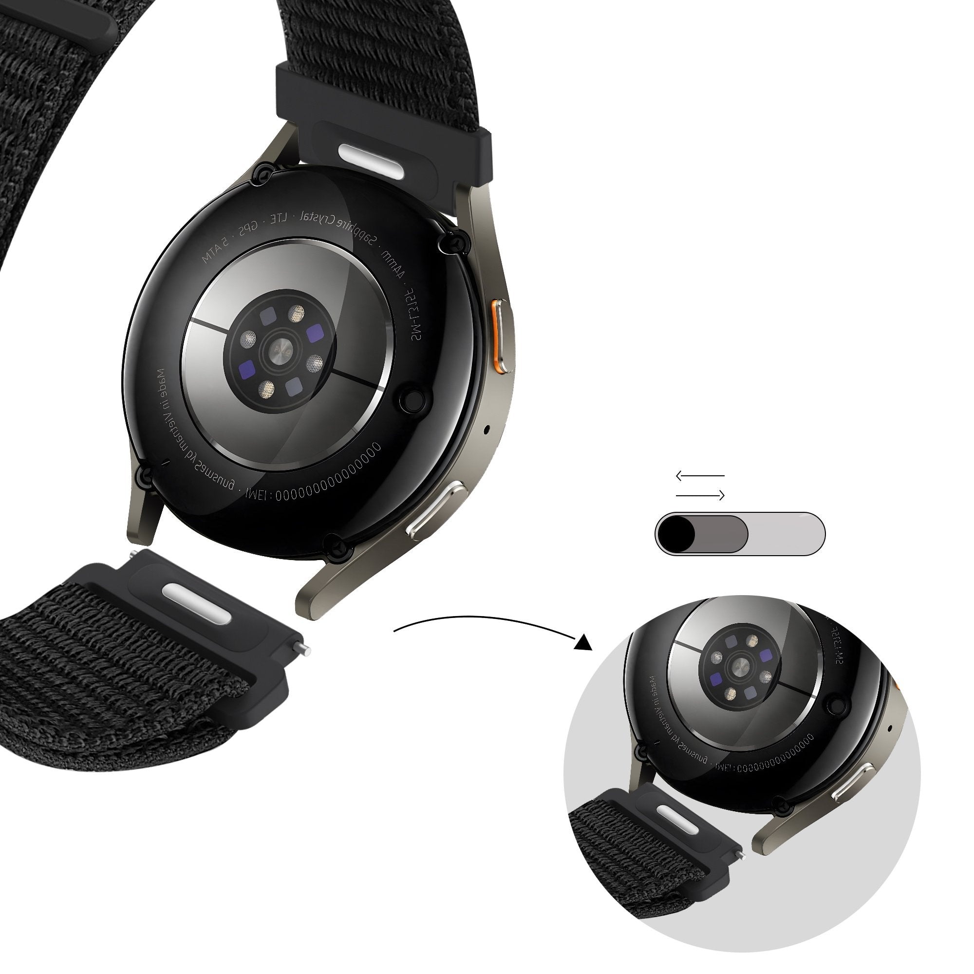 Bandz Huawei Watch GT 2 46mm Nylon Strap 'Easy Fit' (Black)