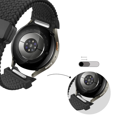 Bandz Samsung Galaxy Watch 4 Classic 42mm Braided Strap 'Easy Fit' (Black)