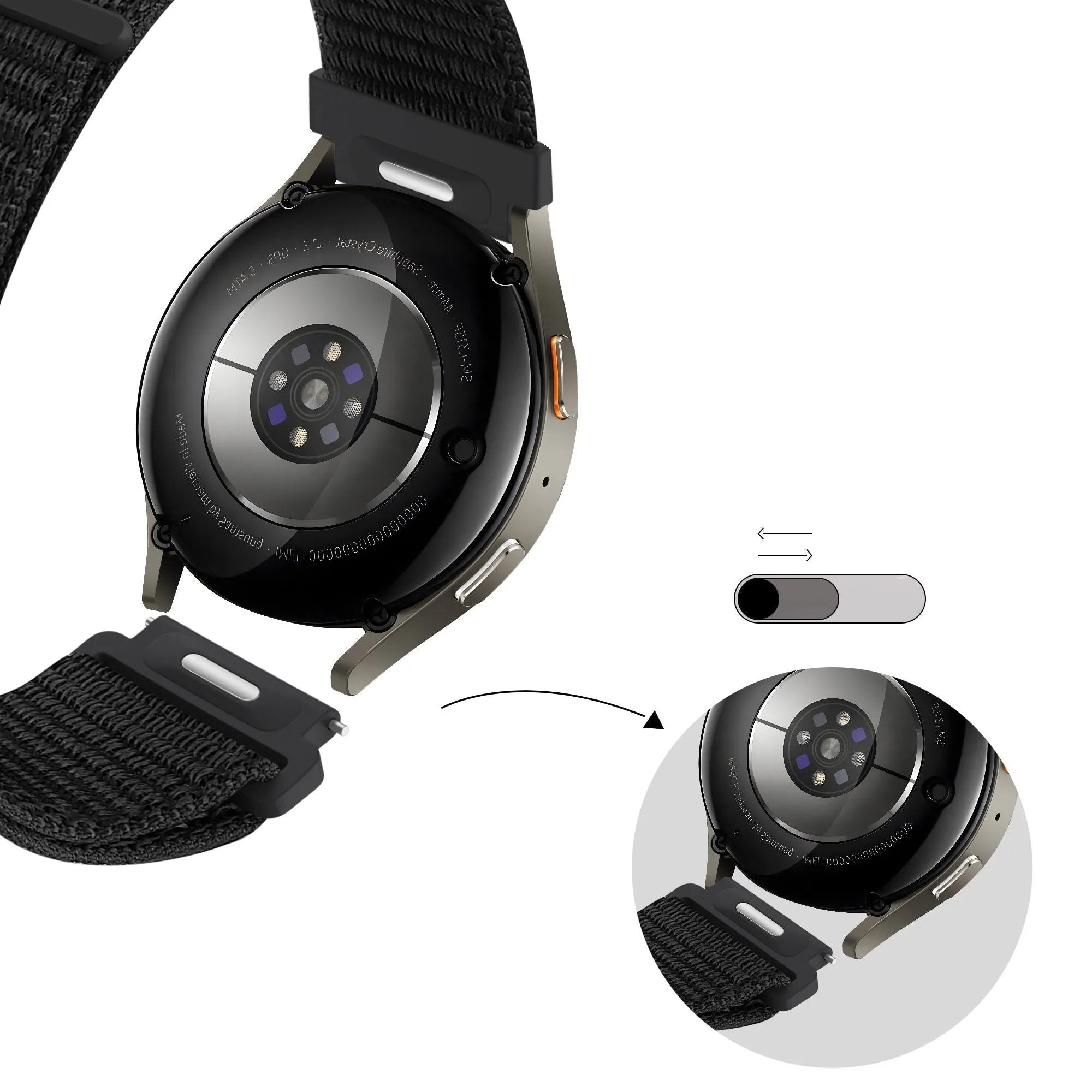 Bandz Motorola Moto Watch - 47mm Nylon Strap 'Easy Fit' (Black)