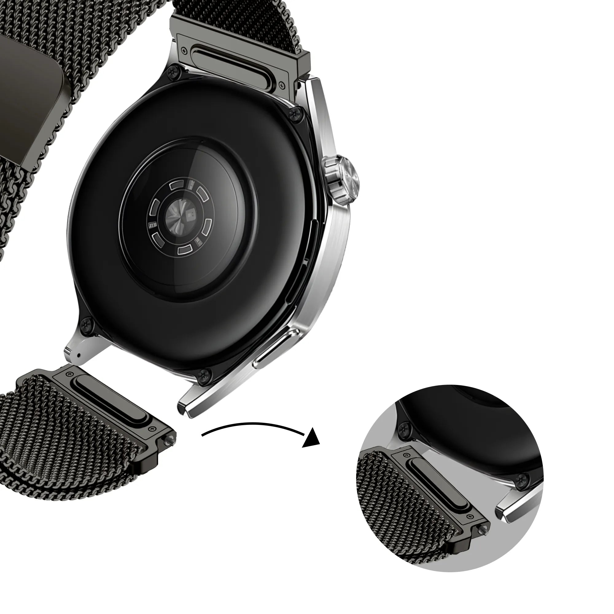 Bandz Huawei Watch GT 6 Pro - 46mm 'One Push' Milanese Strap (Titanium Grey)