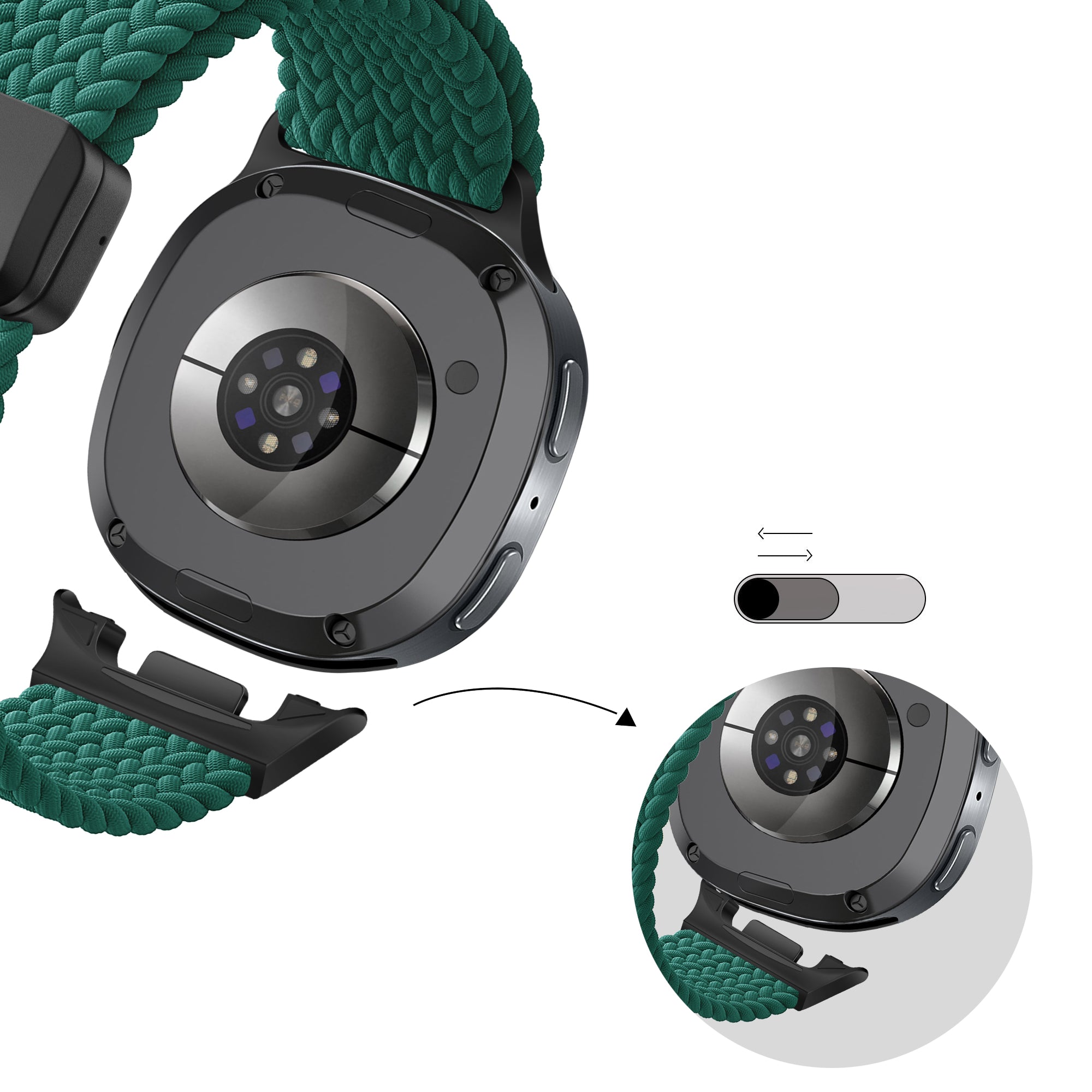 Bandz Samsung Galaxy Watch 9 - 40mm Magnetic Braided Strap (Green)