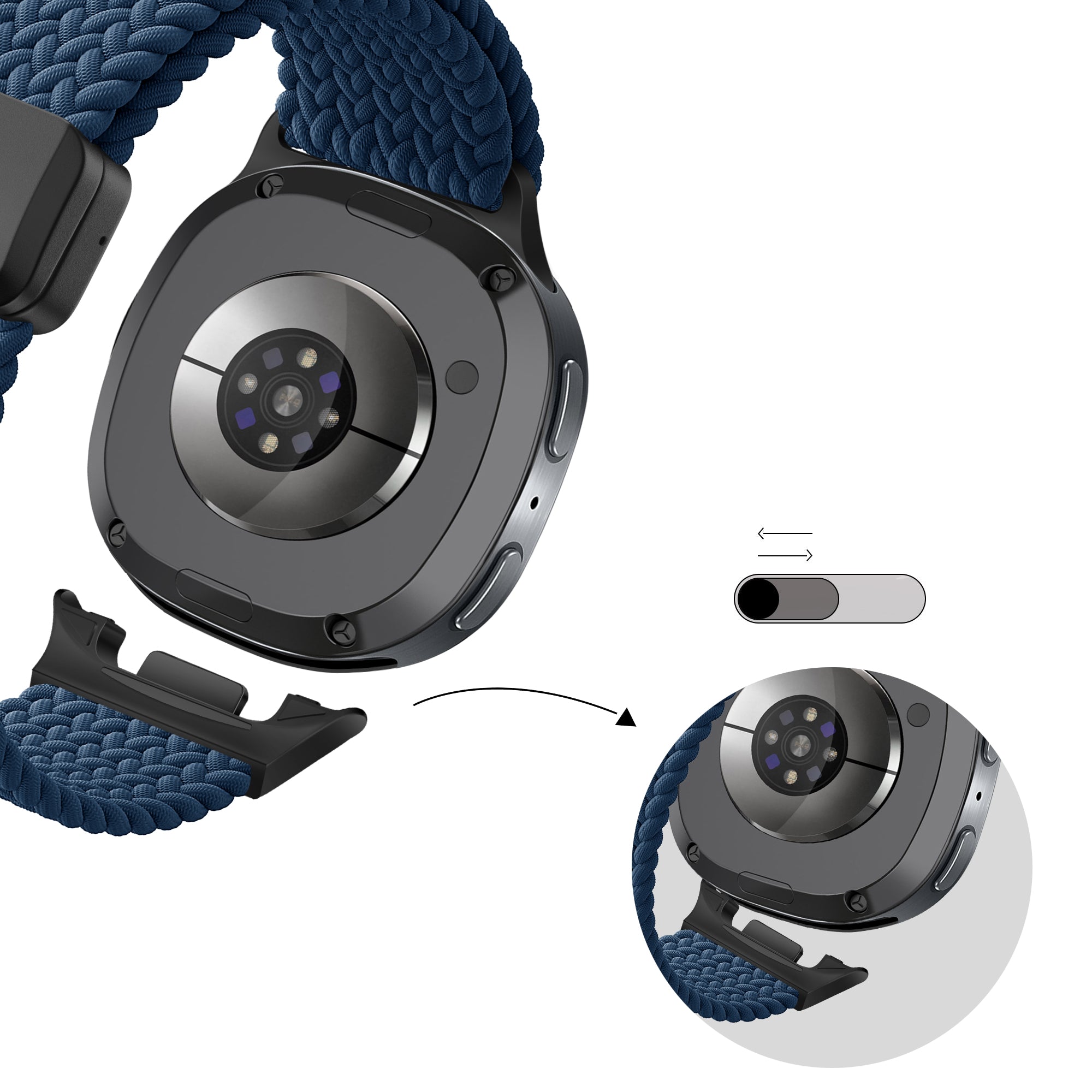 Bandz Samsung Galaxy Watch 8 - 44mm Magnetic Braided Strap (Dark Blue)