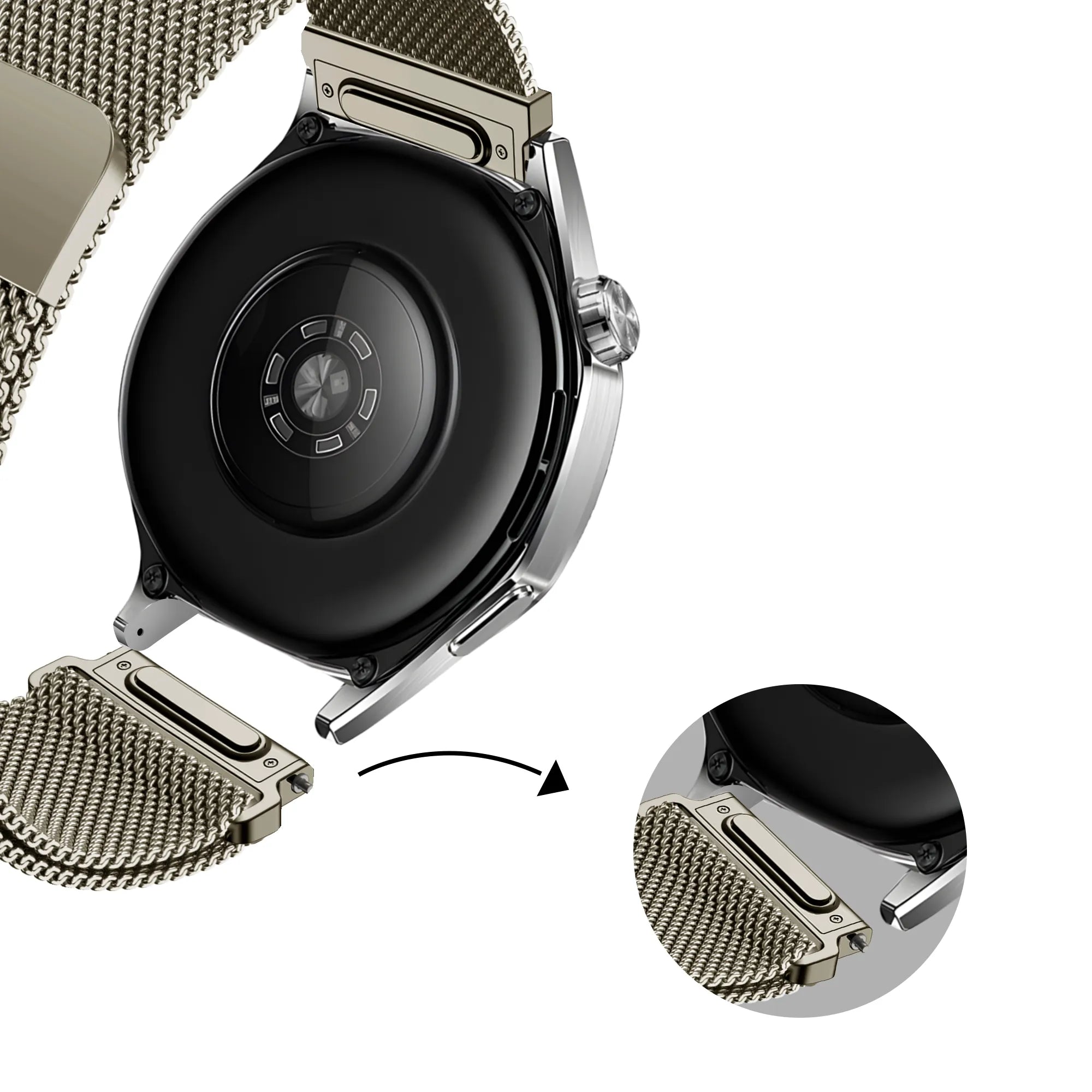 Bandz Huawei Watch GT 6 Pro - 46mm 'One Push' Milanese Strap (Titanium)