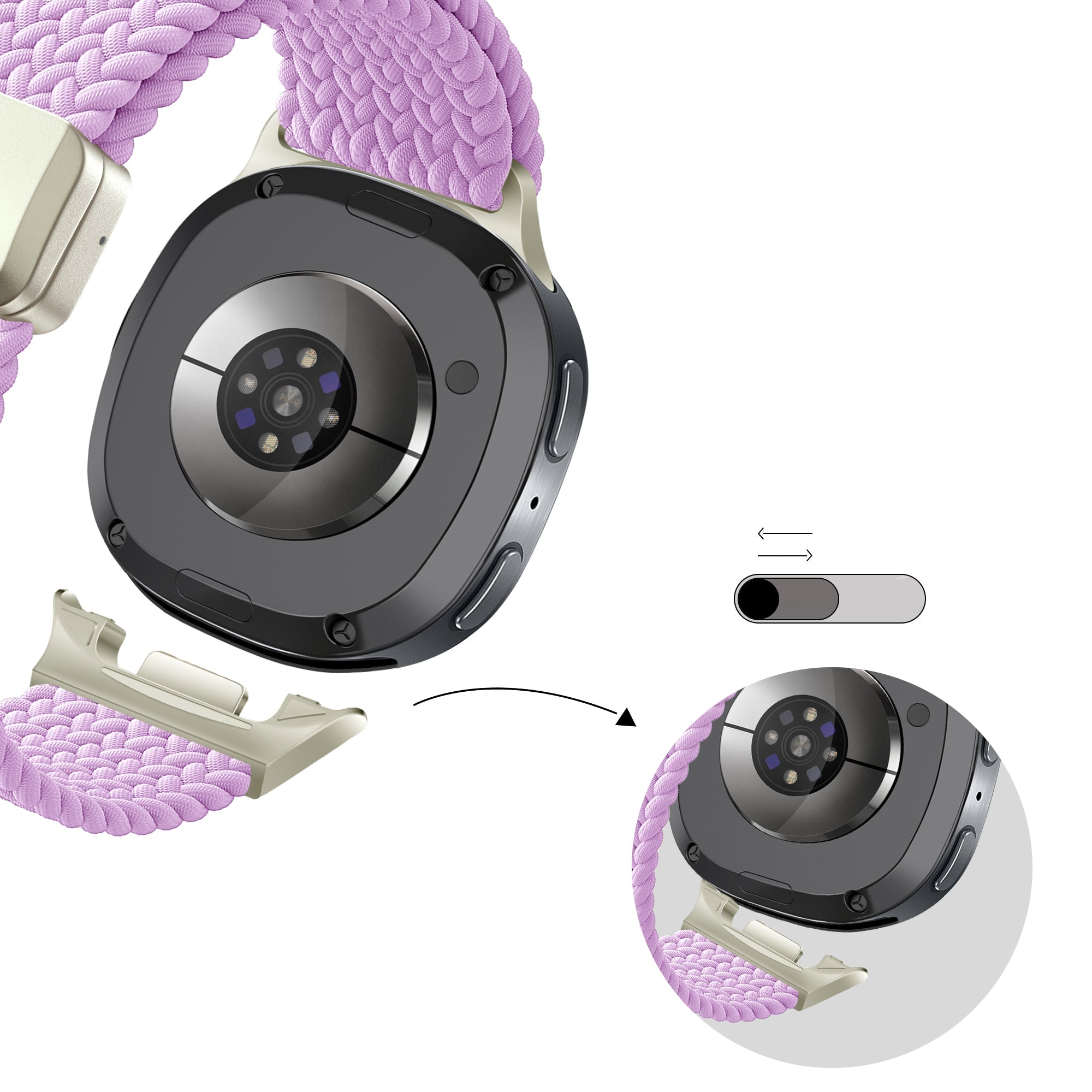 Bandz Samsung Galaxy Watch 9 - 40mm Magnetic Braided Strap (Lilac)