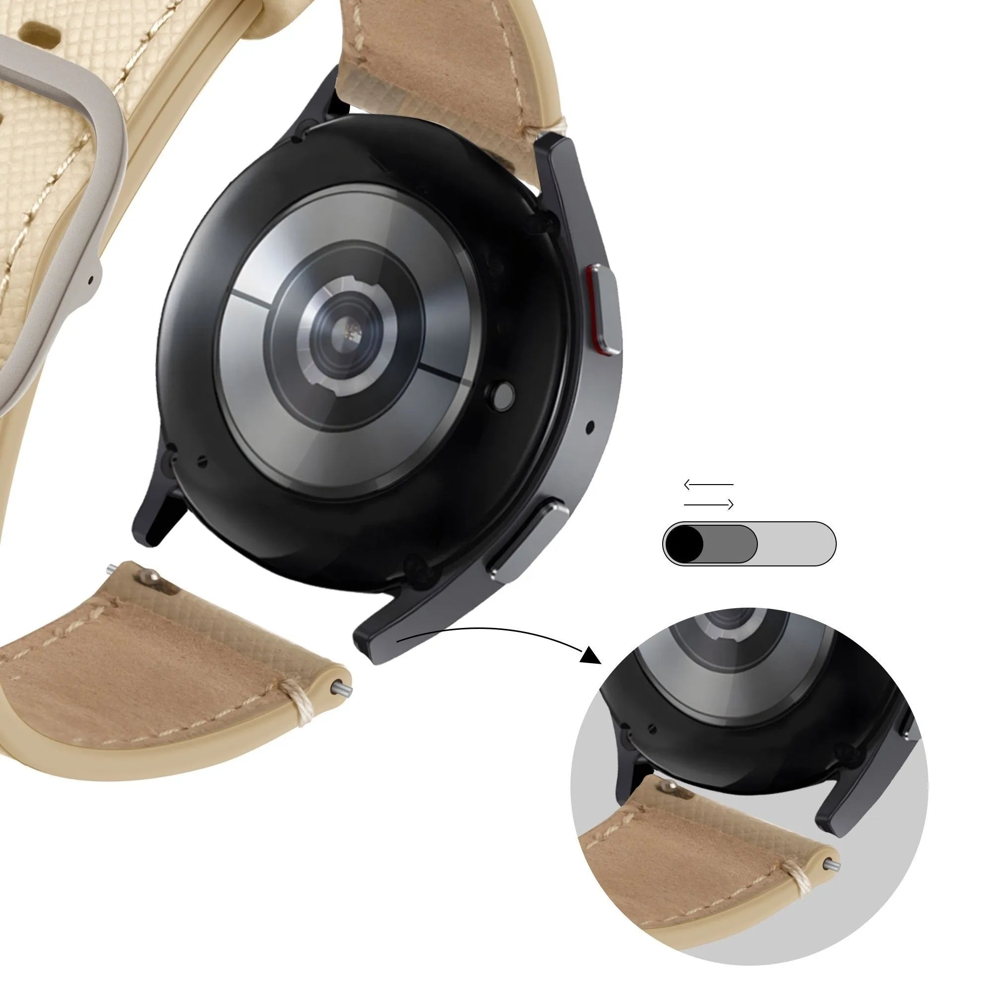Bandz Actyve Smartwatch 20mm Leather Strap 'Deluxe' (Khaki)
