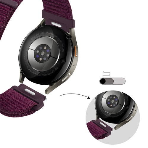 Bandz Samsung Galaxy Watch 5 - 40mm Nylon Strap 'Easy Fit' (Plum)