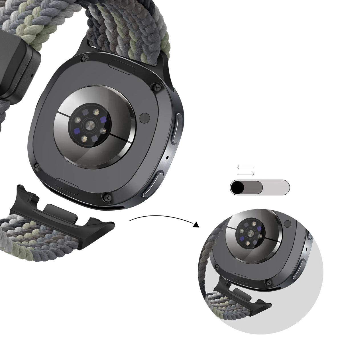 Bandz Samsung Galaxy Watch 9 - 44mm Magnetic Braided Strap (Slate)